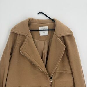 Peacebird Camel Wool Blend Raglan Sleeve Longline Straight Fit Trench Felt Coat